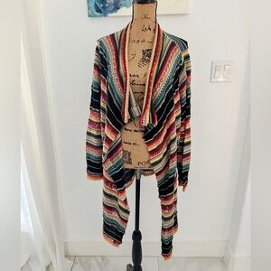 Ralph Lauren Multicolor Striped Open Cardigan - Black, Red, Yellow, Blue